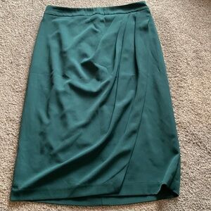 Eva Mendez Green MIDI Faux Wrap Skirt